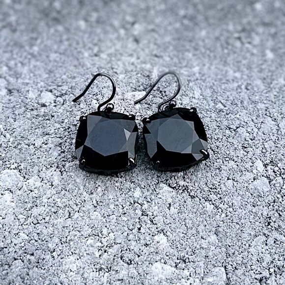 VERY RARE ALL BLACK Tory Burch Square Drop Earrings - Picture 1 of 5